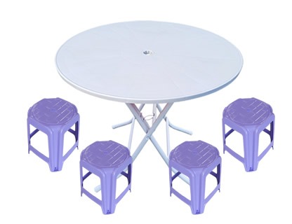 [플라스틱마켓] 접이식테이블 의자 SET 원형테이블 흰색 1개 사각의자2호 디지털 라벤더 4개