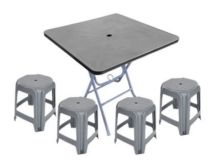 [플라스틱마켓] 접이식테이블 의자 SET 회색 테이블 1개 사각의자2호 4개