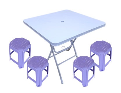[플라스틱마켓] 접이식테이블 의자 SET 사각테이블 흰색 1개 사각의자2호 디지털 라벤더 4개