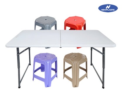 뉴플라스틱 브로몰딩 접이식 테이블 1200 사각의자 2호 세트 코스트코 다용도테이블